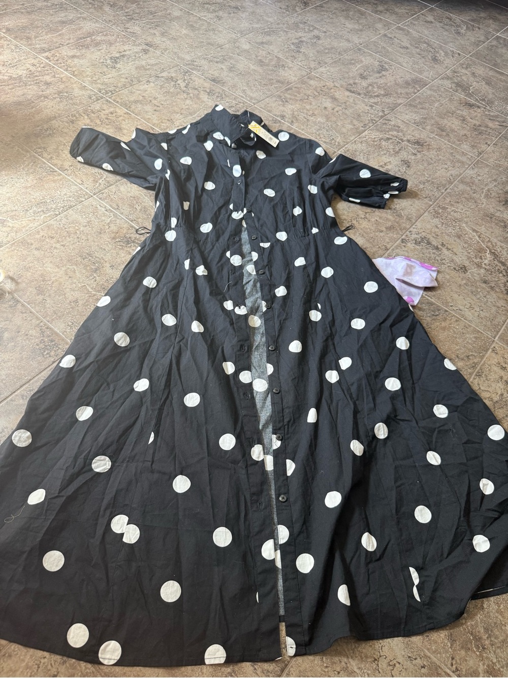 a new day Black Maxi Dress with White Polka Dots